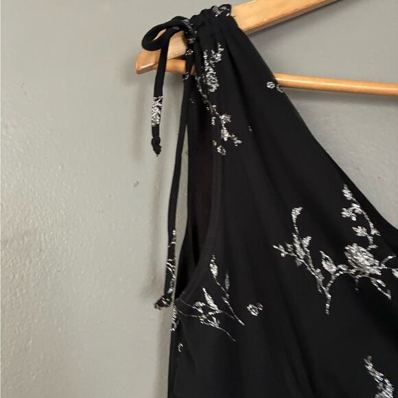 Y2K Vintage Black Floral Midi Dress Witchy Whimsigoth Dark Romantic Fairy Size S - Picture 7 of 10